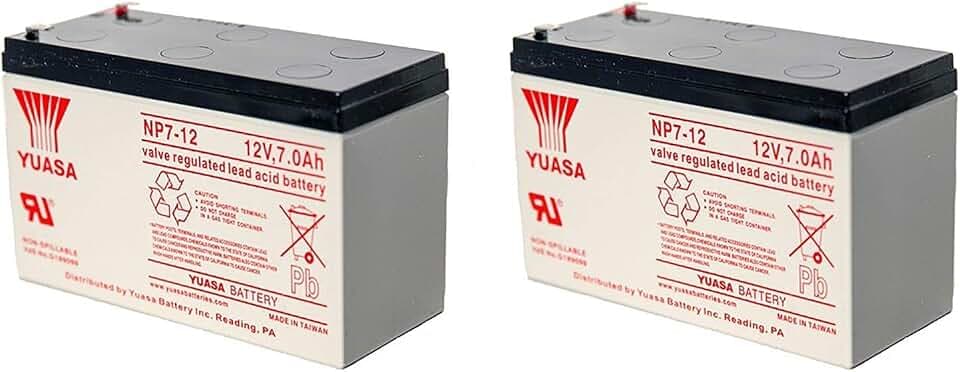 Yuasa NP7-12 12V 7AH Battery (2 Pack)