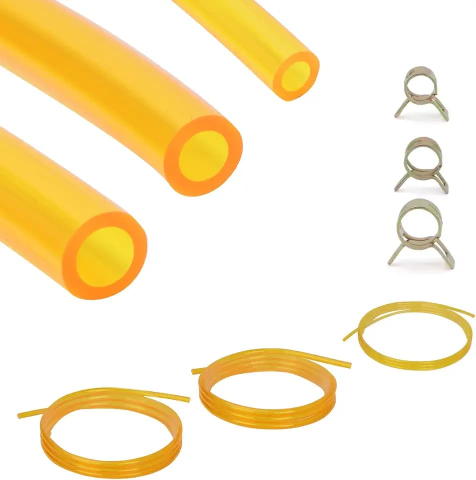 Premium TPU Fuel Line Kit 3 Sizes (3mm ID/5mm OD, 5mm ID/8mm OD, 6mm ID/9mm OD), 6.6ft Each, with 12 Steel Clamps, Universal Gas Diesel Fuel Hose for Lawn Mower Chainsaw Small Engines