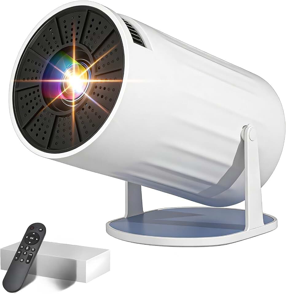 Mini Beamer Tragbar, 4K 1080P Heimkino Projektor mit WiFi 6, Bluetooth 5.2, Auto Trapezkorrektur, 180° Drehung & 1000+ Live TV Kanälen, Kompatibel mit iOS/Android/PC/TV Stick