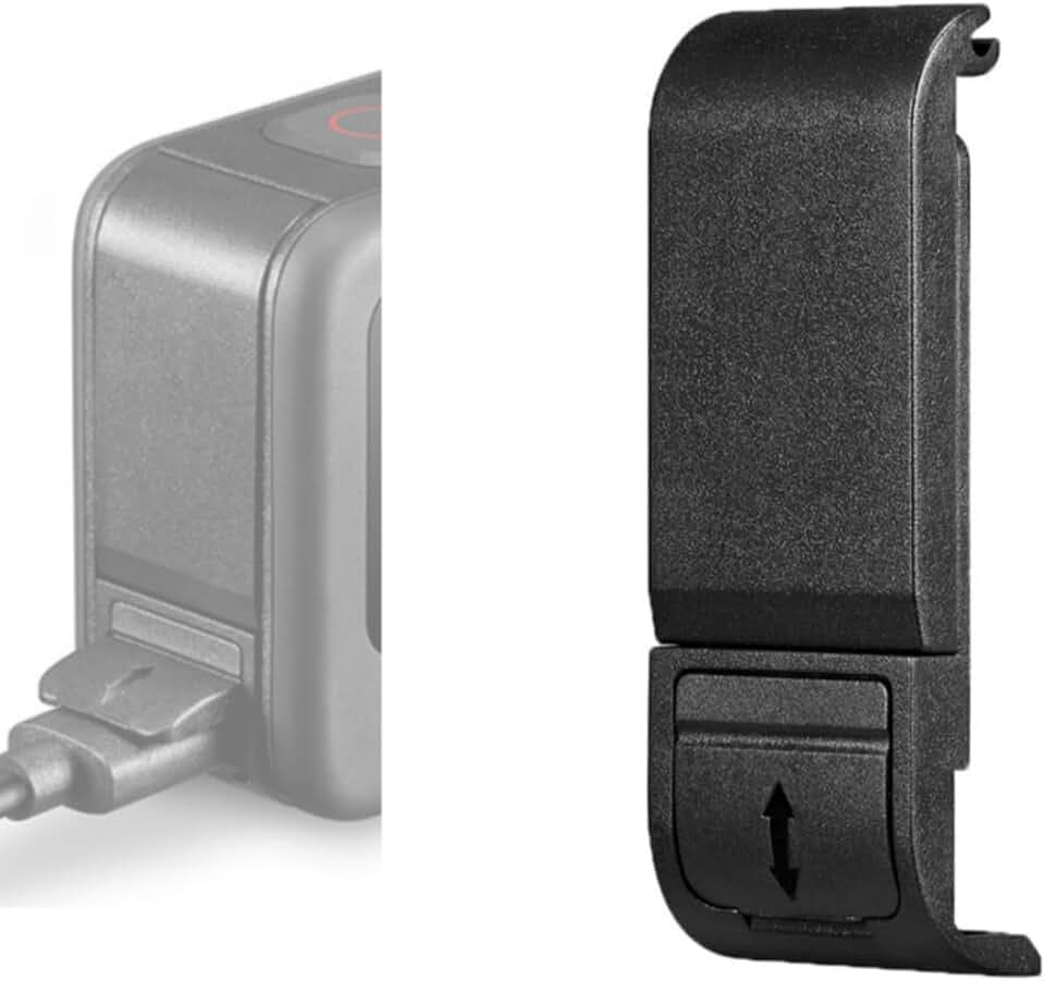 Replacement Side Door Battery Cover for Gopro, Dustproof Pass Through Battery Cover Lid with Type-C Charging Port Repair Part Camera Accessories for Gopro Hero 9/10/11/12/13 Black