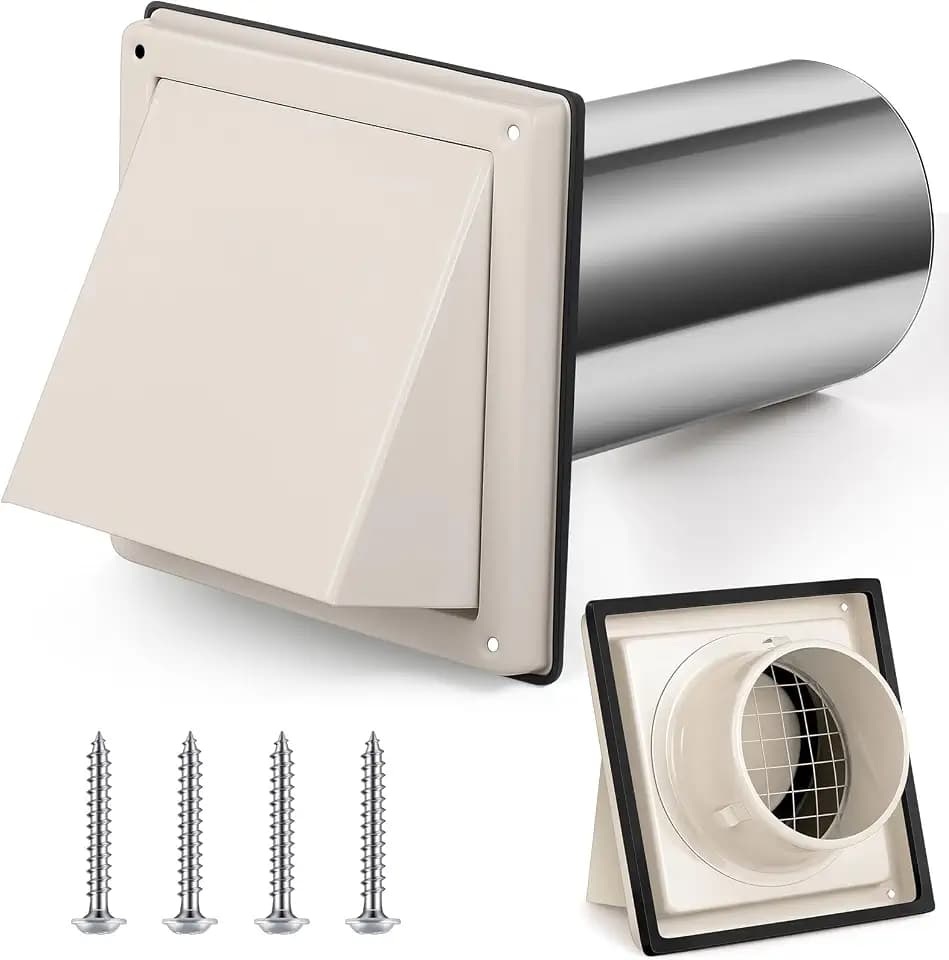 Gisafai 6 Inch Outside Dryer Vent Cover for Outdoor Exterior Walls, Tan