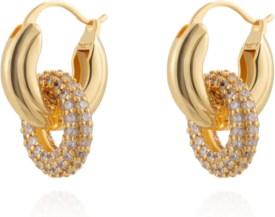 Milan Chiva 14K Gold Plated Small Huggie Dangle Earrings