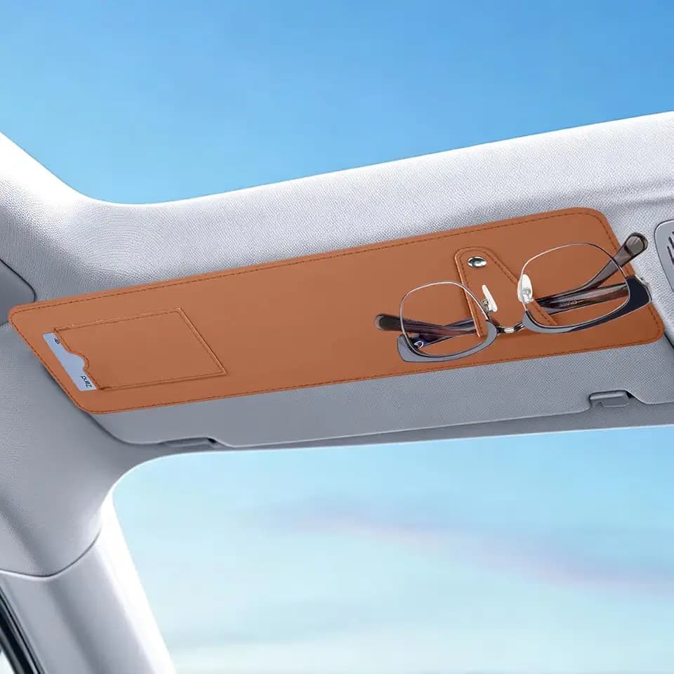 Car Sun Visor Extender with Sunglass Clip&Ticket Card Holder, Orange
