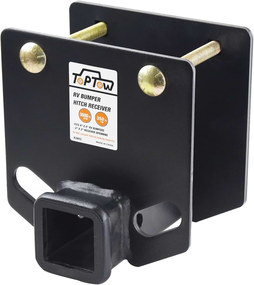 TOPTOW RV Bumper Hitch Receiver for 4in x 4in Beams，2in Receiver | Fits for Bike Racks, Cargo Carriers Camper-on, 3500lbs