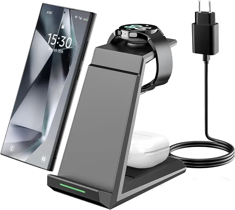 NANAMI Induktive Ladestation für Samsung Wireless Charger 3 in 1 Ladegerät