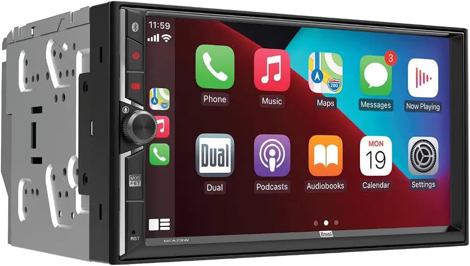 Dual Electronics DCA73W 7" Wireless Apple CarPlay Android Double DIN Stereo