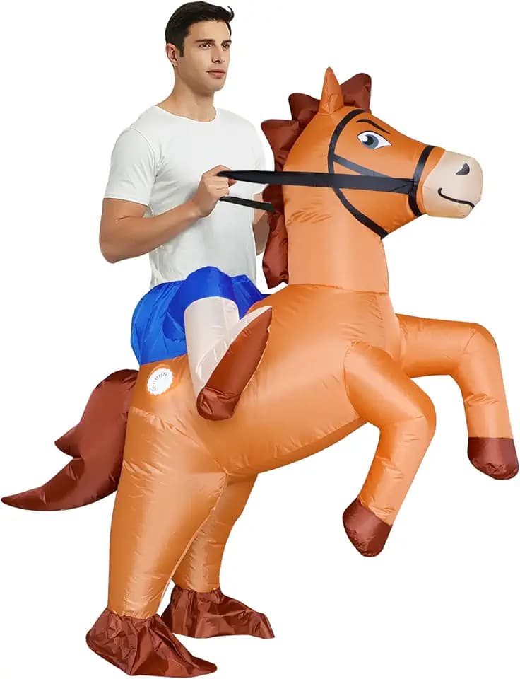 Stegosaurus Inflatable Costume Adult Ride On Horse Costumes Cowboy Air Blow Up Funny Riding Horse Suit for Men Women Halloween