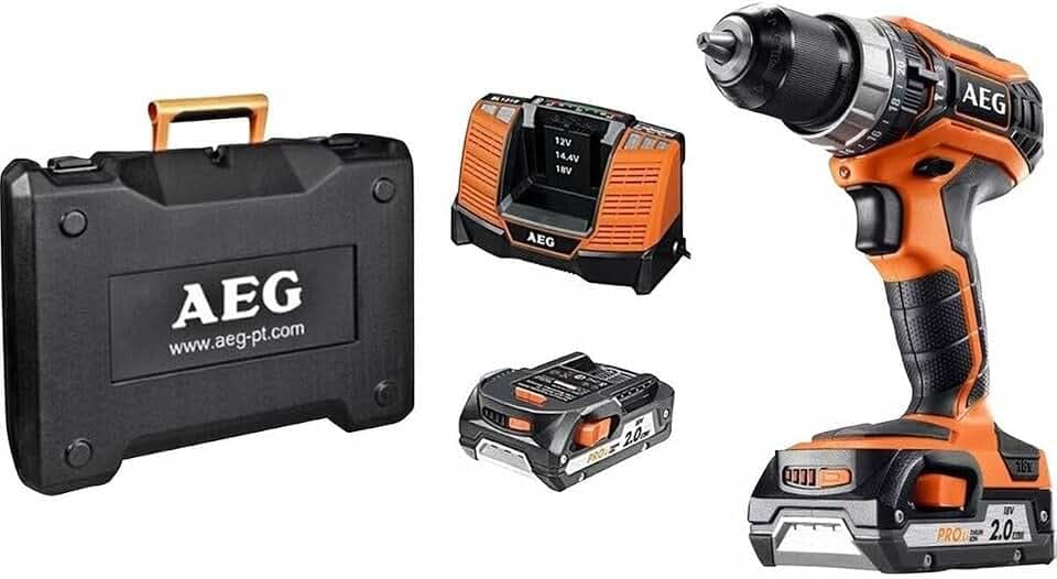 AEG PRO 18V Akku-Schlagbohrschrauber BSB 18C2LI-202C (Max. Drehmoment: 60 Nm, 13 mm Metall-Spannbohrfutter, 2-Gang-Getriebe, inkl. 2 x 2.0Ah Akku und Ladegerät)