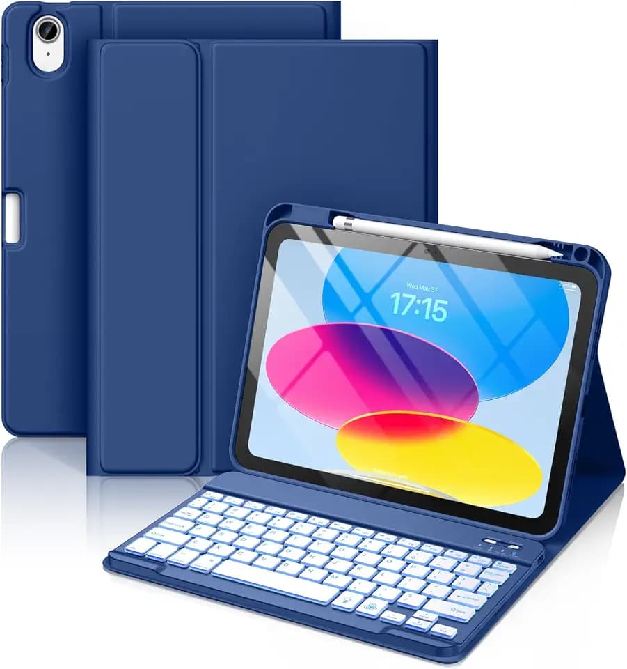 Hamile for iPad A16 11th 10th Generation Case with Keyboard - Wireless