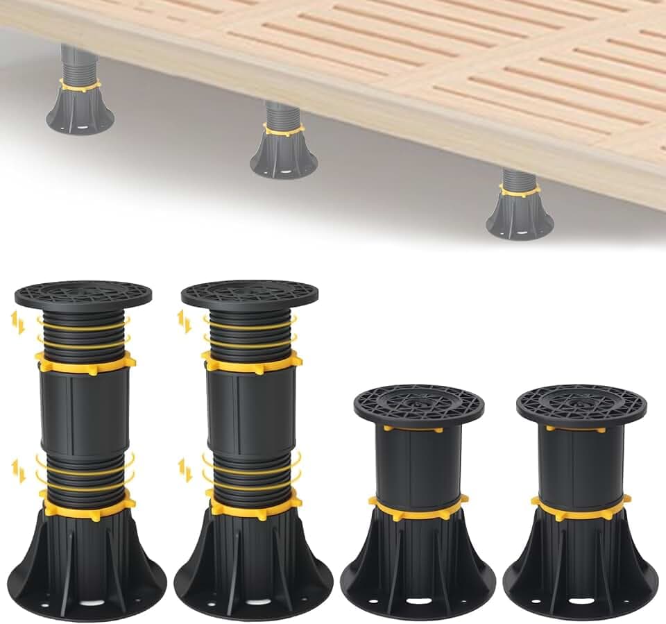 4PCS verstellbare Höhe Bett Stützbeine 11-33 cm, verstellbare Bettrahmen Stützbeine Ersatz, für Bettrahmen, Schrank und andere Möbel