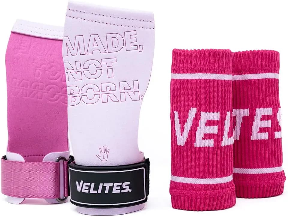 Velites | Handgrips Quad Pro + handgelenkbandage | Gleichgewicht zwischen Flexibilität, Komfort und Stärke | Verwendung mit Kreide | Cross Training & Functional Training