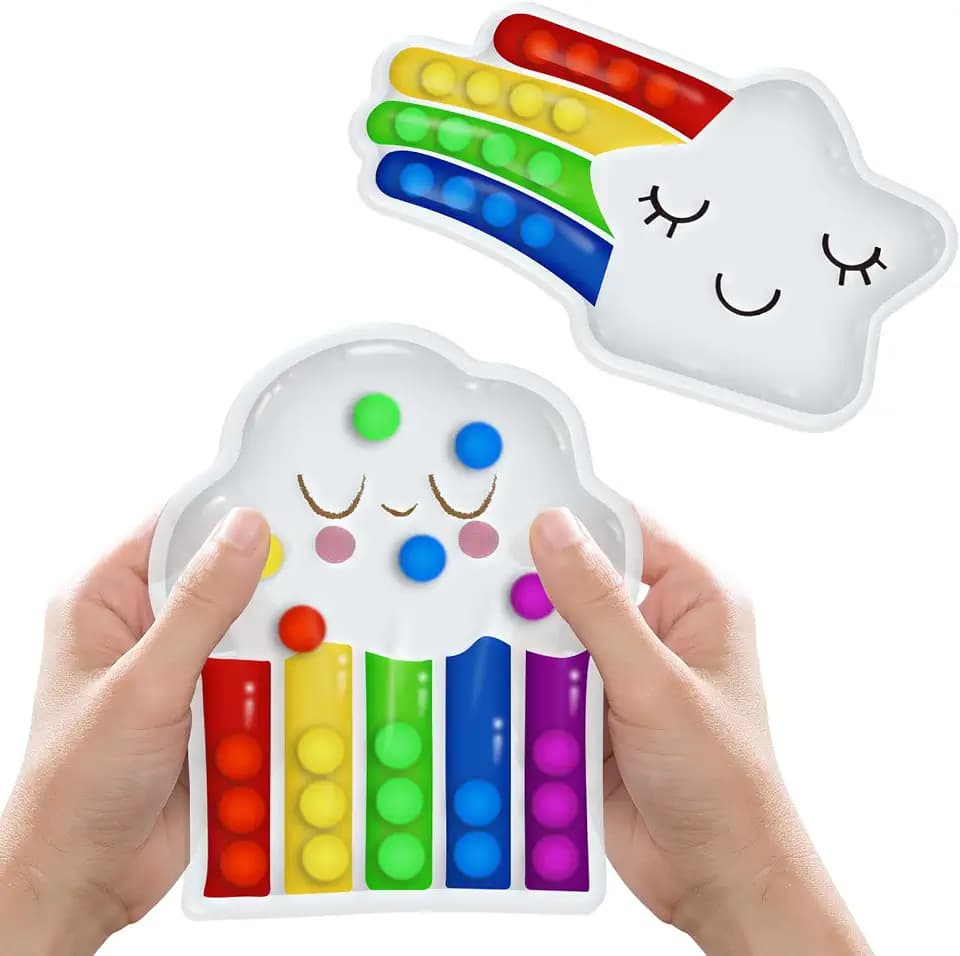Aragallant 2 PCS Farbsortierspielzeug, Sensorisches Spielzeug, Anti Stress Spielzeug, Regenbogen und Sternschnuppe Form Farbe Sortieren Spielzeug (Regenbogen)