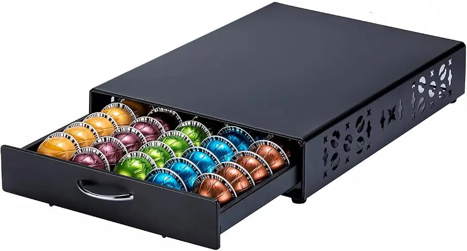 Vertuo Kapselhalter für Nespresso Vertuo Kapseln, 50 Kapseln, Schwarz, Glasrahmen