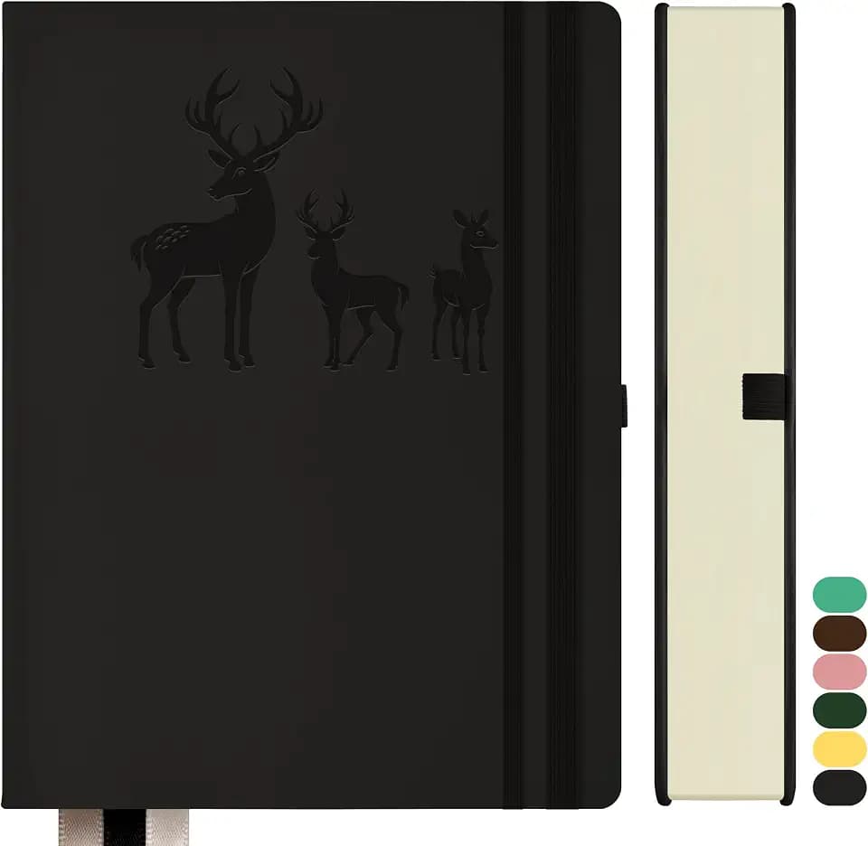 Notizbuch A4 Liniert,Bullet Journal A4 Dickes Notizblock,360Seiten, Hardcover Leder Notizbuch, 100gsm Liniert Papier für Frauen Männer Büro Schule Tagebuch, 21.3 x 28.1cm,Schwarz