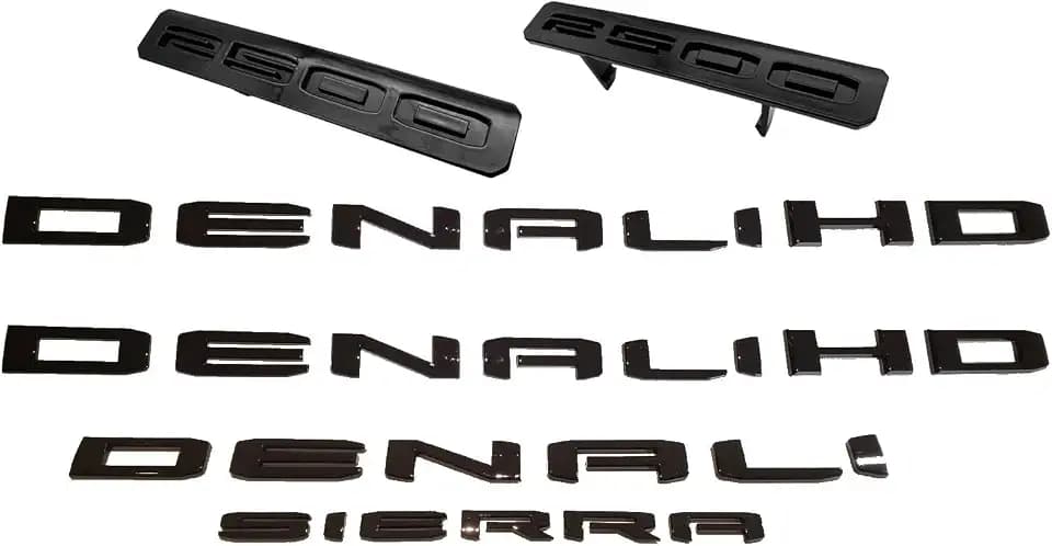 6Pcs Replacement for 2024-2025 Sierra 2500HD Denali HD Emblem Kit 86591515 (Gloss Black)