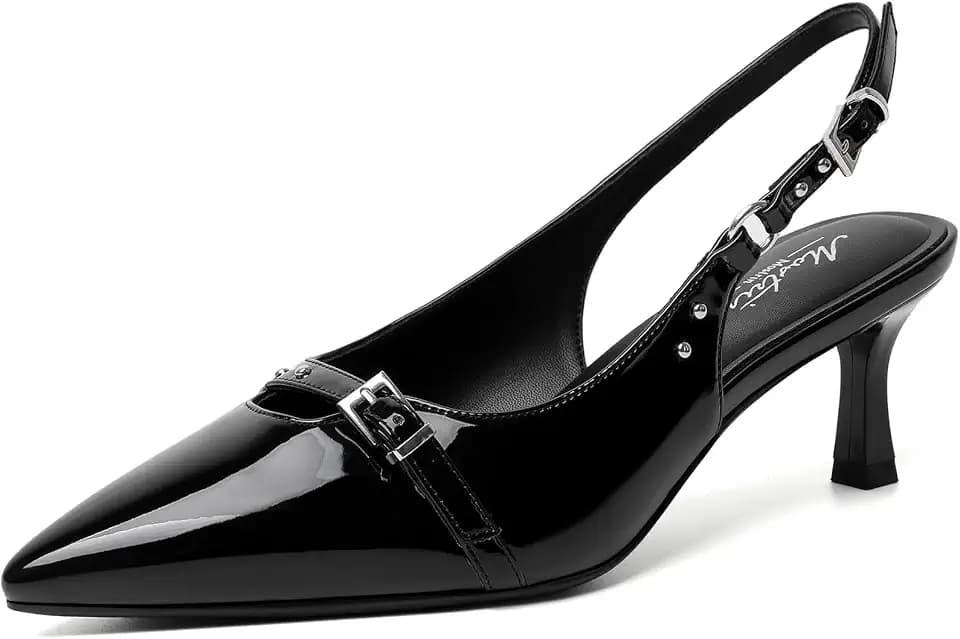 Mostrin Kitten Heels for Women Slingback Pointed Closed Toe Heels Women's Pumps Shoes for Wedding, Party, Commuting