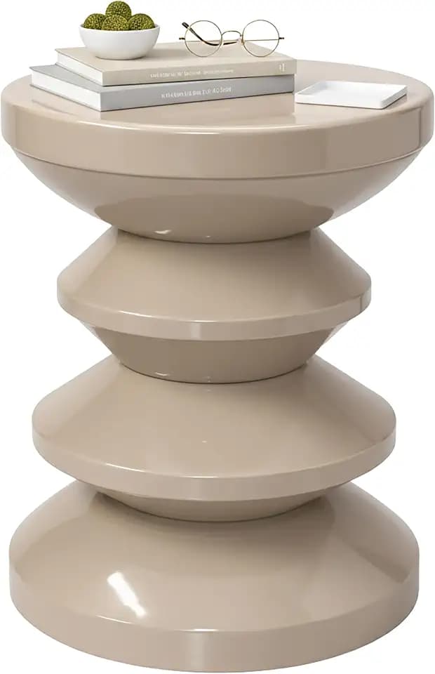 Relaxdays Beistelltisch, Zick-Zack, Wohnzimmer Dekoobjekt, beige
