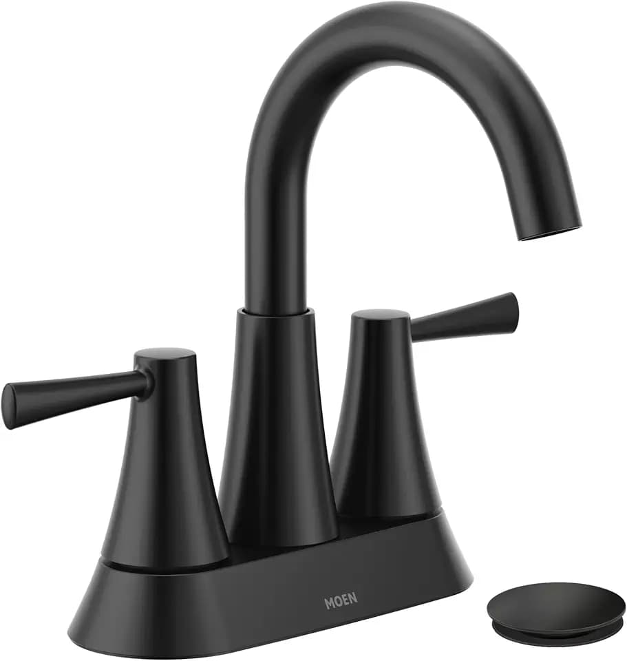 Moen 84022BL Ronan 2-Handle Centerset Bath Faucet w/Drain, Matte Black