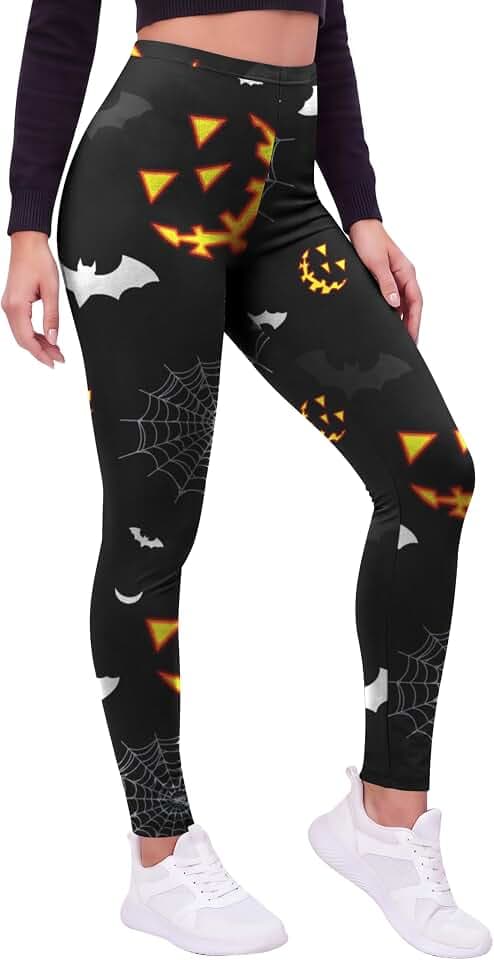 Love My Fashions Halloween Damen Kürbis Geisterschädel Gruseliger Aufdruck Hoher Gummibund Kostüm Leggings Knöchelelastische Strumpfhose Ganzkörperhose in Übergröße DE=(34-56)