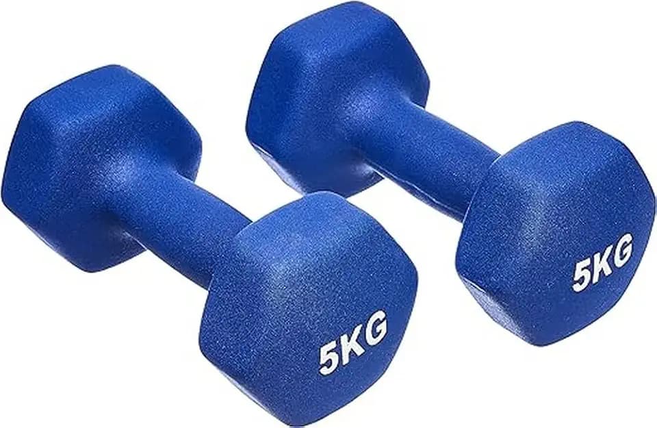 Amazon Basics Neopren Hanteln Gewichte, Hantelset, 2er-Set, 1–5kg, Sechseckig, für Krafttraining und Fitnesskurse