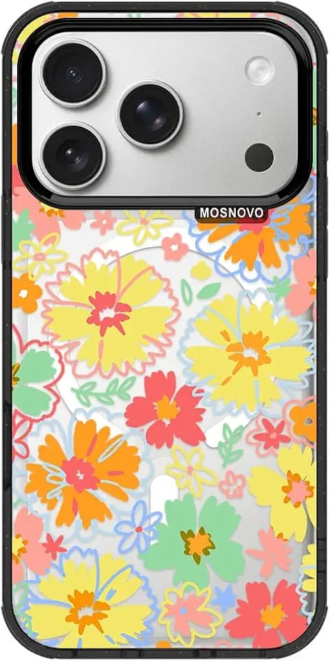 MOSNOVO for iPhone 17 Pro Case for MagSafe, Retro Boho Hippie Flowers