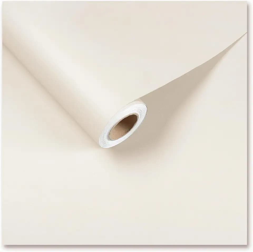 CRE8TIVE Cream White Wallpaper Stick and Peel 12"x354" Self Adhesive Waterproof Beige Wallpaper Removable Textured Vinyl Solid Color Contact Paper for Bedroom Kitchen Cabinets Countertops Drawers