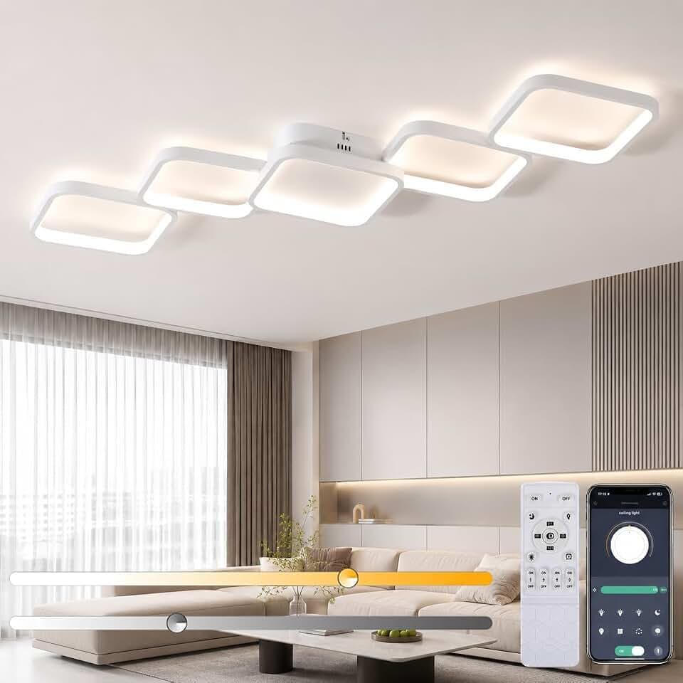 LED Deckenleuchte Dimmbar Wohnzimmer Deckenlampe mit Fernbedienung & App