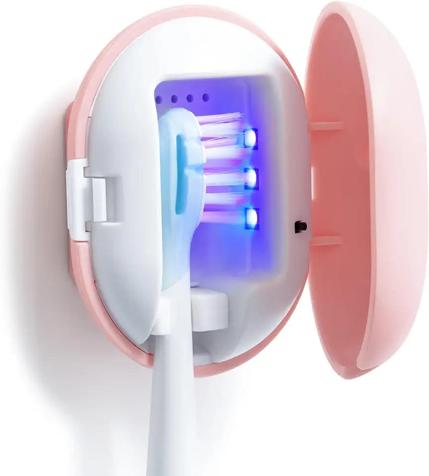 Toothbrush Cleaner Case, Portable USB Charging, Pink