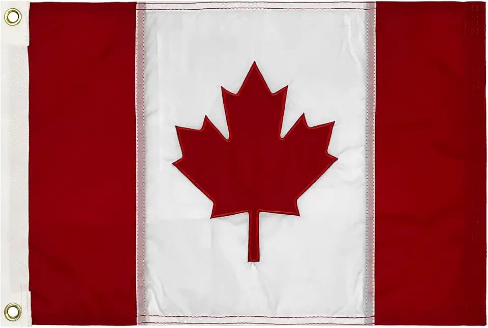 Canadian Flag 12x18 inch Embroidered Boat Canada Flags, Small CA Flags Heavy Duty Outdoor for Outside with 2 Brass Grommets