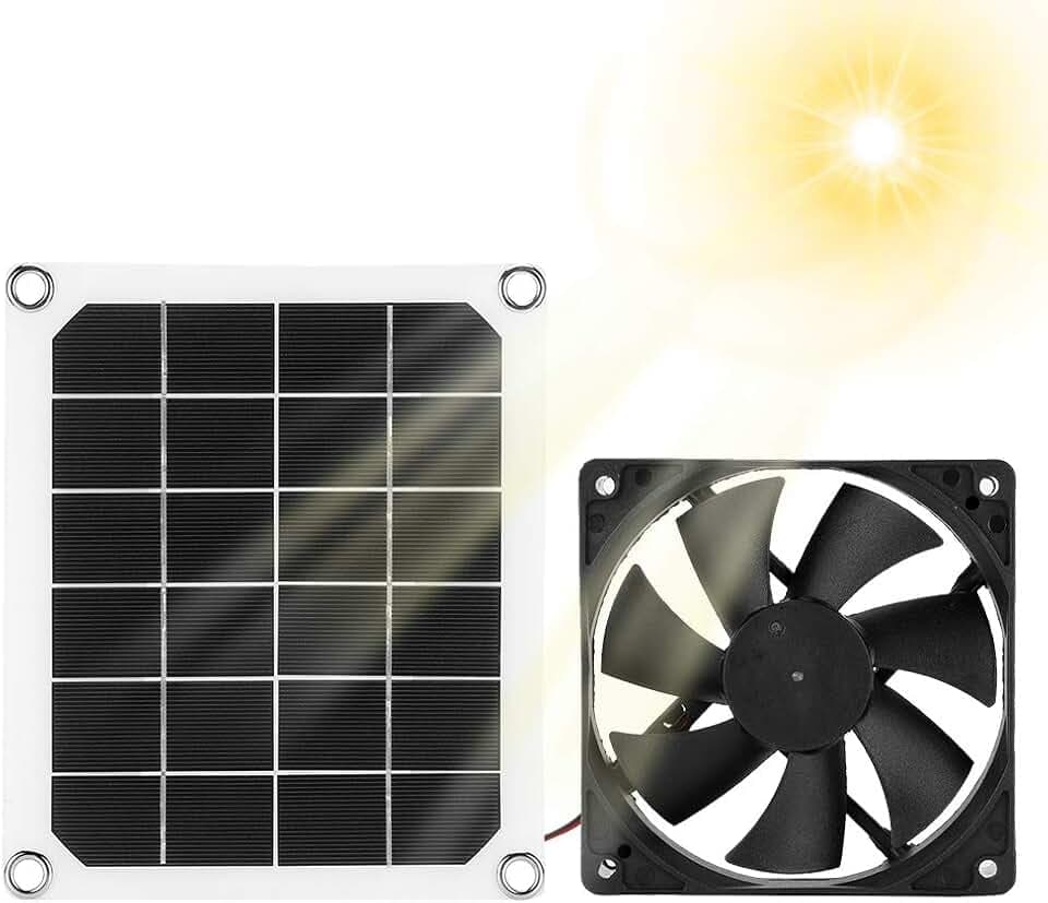 Solarpanel-Abluftventilator, Wasserdichter IP65-Solar-Abluftventilator für den Außenbereich, Tragbarer Abluftventilator für Wohnmobile, Gewächshäuser, Tierhäuser, Hühnerhaus 10W 6,5 V