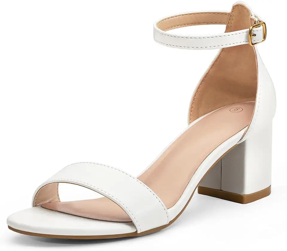 mysoft Women's Chunky Heels Open Toe Dress Sandals with Ankle Strap