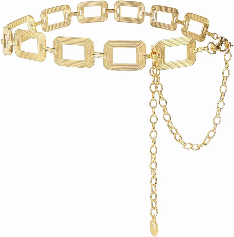 YooAi Chian Belt for Women Fashion Boho Metal Waist Body Chain Circle Link Belt