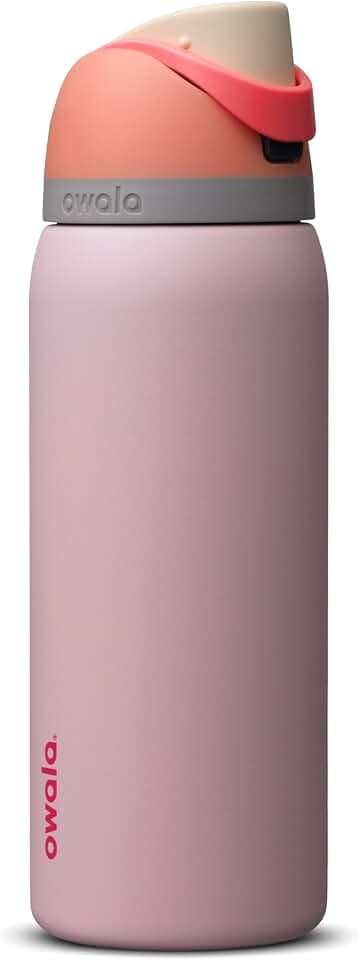 Owala FreeSip Stainless Steel Water Bottle 32 oz Orange/Pink (Peachy Rose)