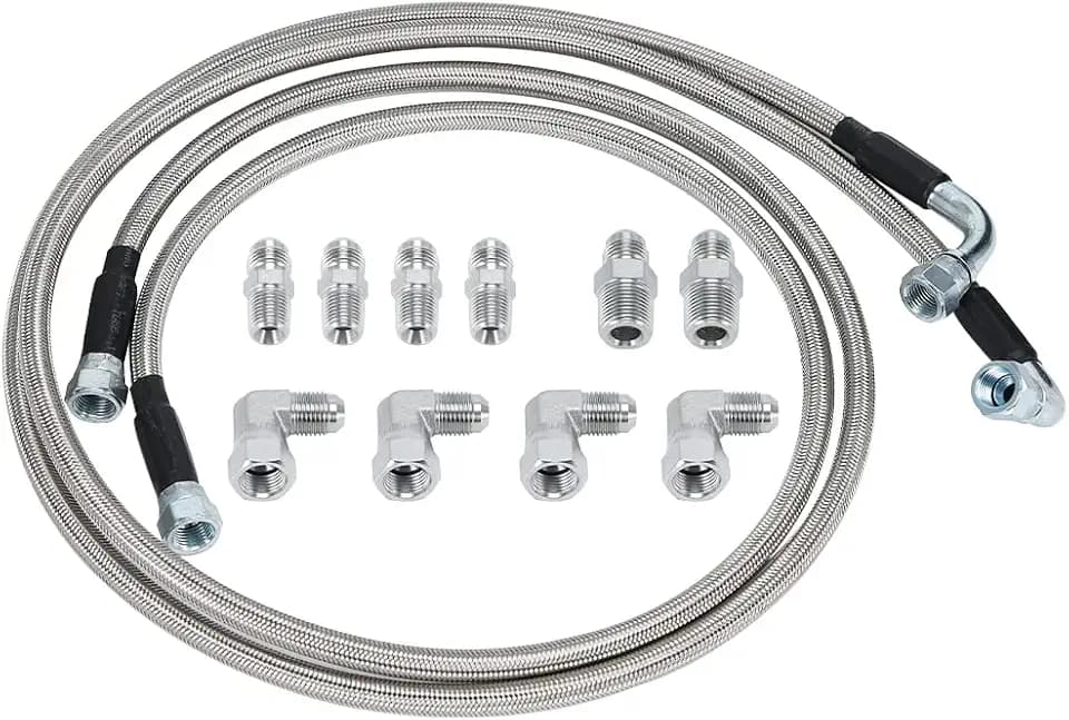 6AN 52" Transmission Fluid Oil Cooler Hose Line kit for GM Chevy Ford GMC Buick Cadillac Cars and Trucks Stainless Steel Braided PTFE Hose