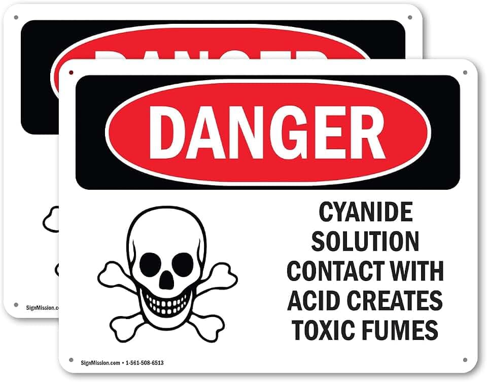 (2 Pack) Cyanide Solution OSHA Danger Sign 10 Inch X 7 Inch Indoor/Outdoor Rust-Free Aluminum Metal Signs for Workplace, Workshop, and Construction Site, Made in the USA