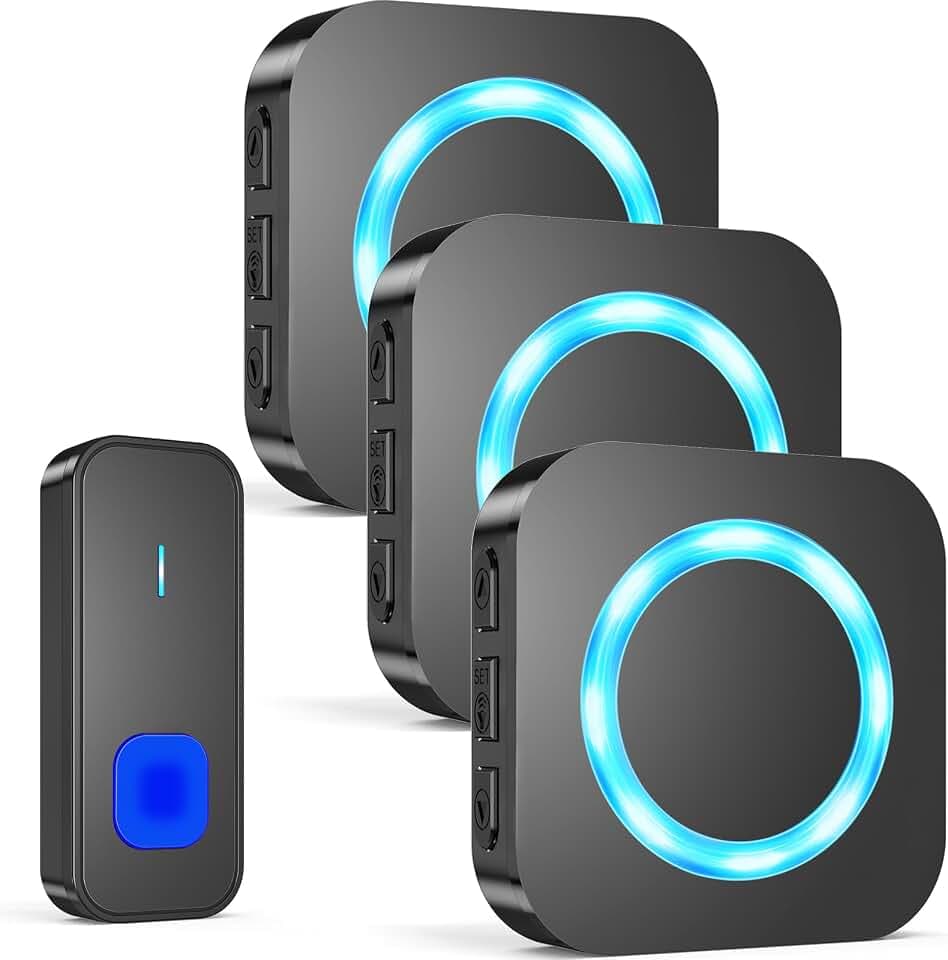 SURFOU Wireless Doorbell 1 Button 3 Receivers, 1300FT Range, for Home