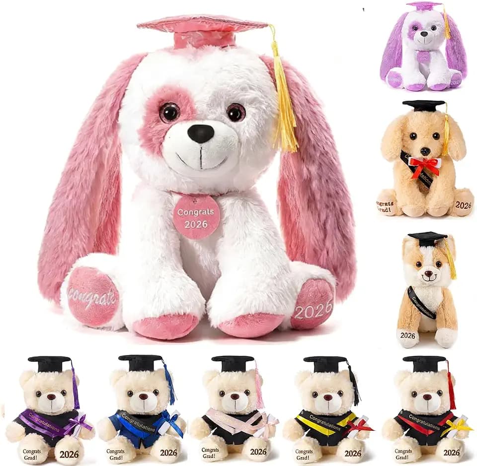 Graduation Gift 8 Inch 2026 Graduation Stuffed Animal Graduation Plush Stuffed Animal (Pink)