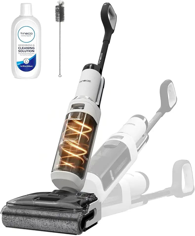 Tineco Floor One Stretch S6 Nass Trockensauger, 180°-Flachdesign Saugwischer 13cm Liegehöhe, 85°C 5min FlashDry Selbstreinigung, 3-Seitige Kantenreinigung 40min Laufzeit Reinigung unter tiefen Möbeln