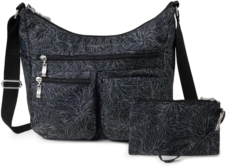 Baggallini womens Everywhere Bagg Crossbody Women 11x9 Lightweight Nylon Hobo Water-resistant Travel Bag W/Rfid