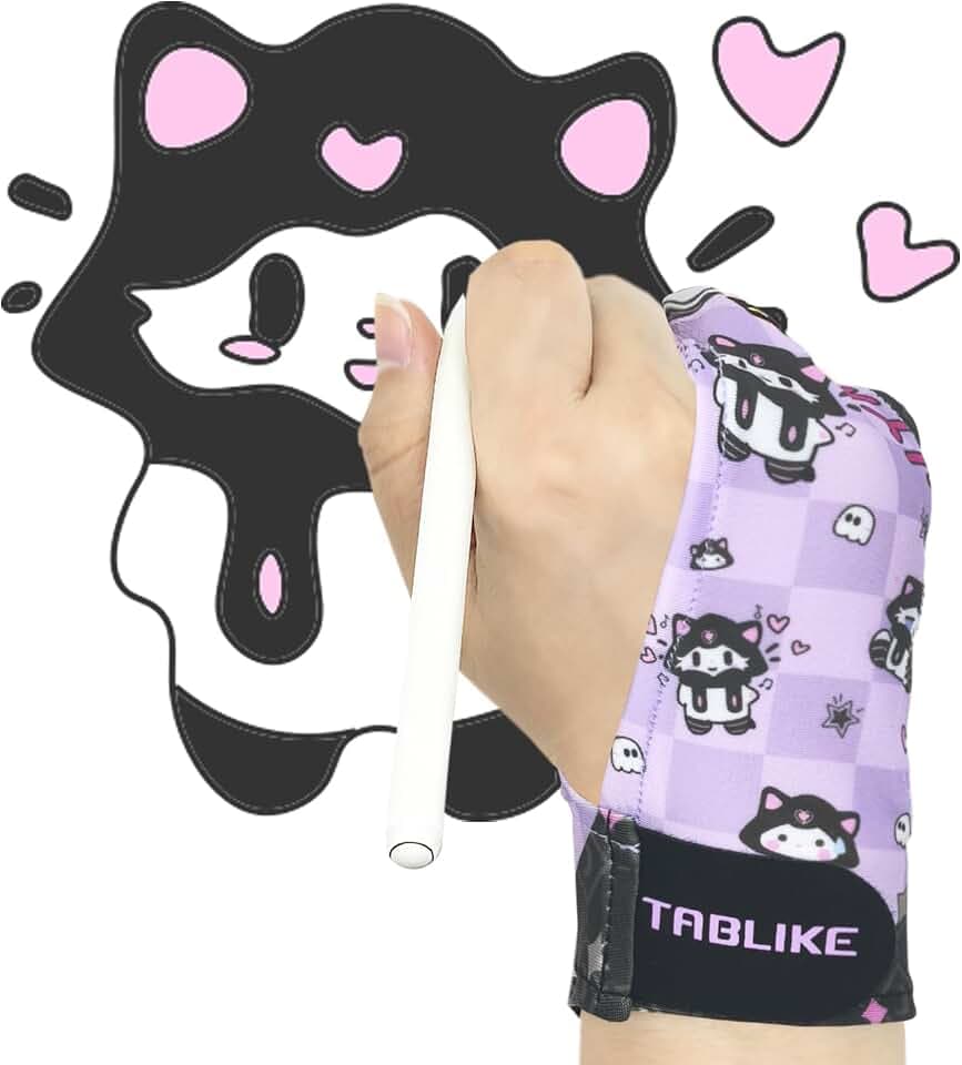 Drawing Glove for iPad, 3-Layer Palm Rejection Artist Glove(Size M, Purple)