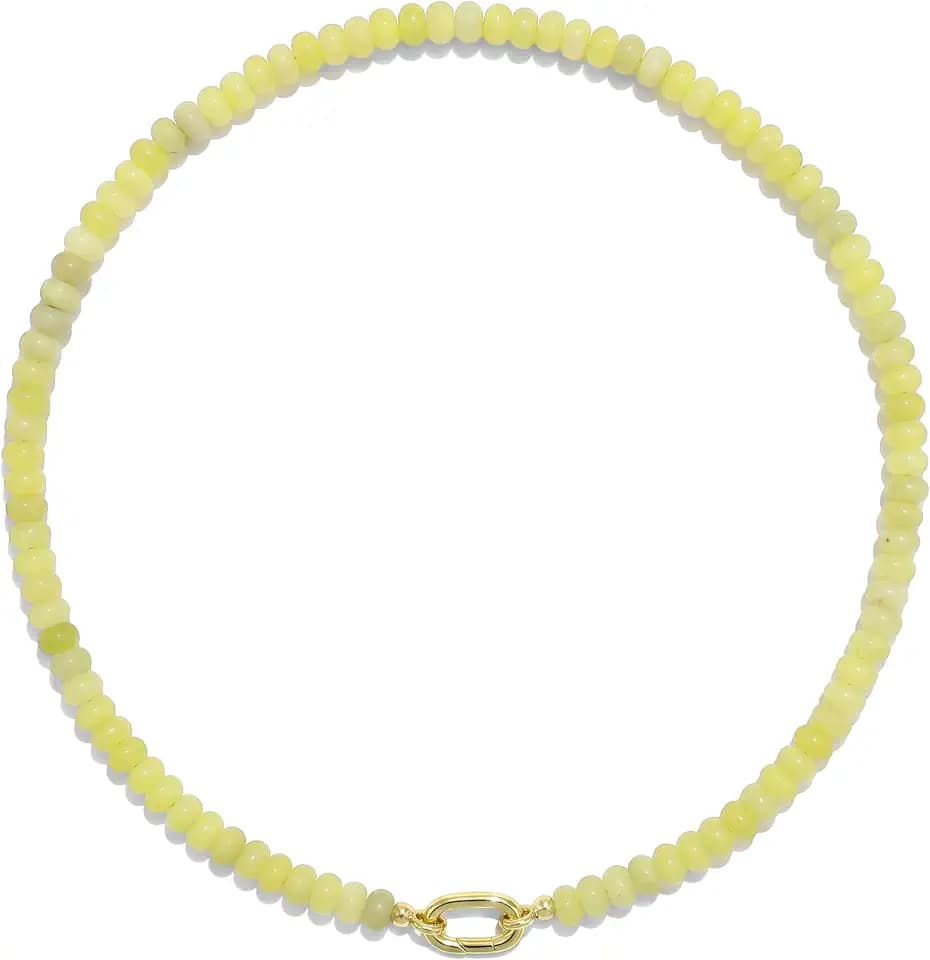 Beaded Gemstone Necklaces for Women, Bohemian Colored Choker Natural Stone Bead Summer Beach Handmade Jewelry Necklace