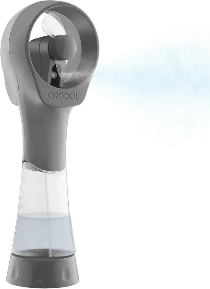 O2COOL Elite Handheld Misting Fan Battery Powered Grey