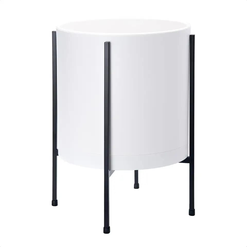 D'vine Dev Plastic Planter Pot with Metal Stand, White, 12 in, 55-D-A-3