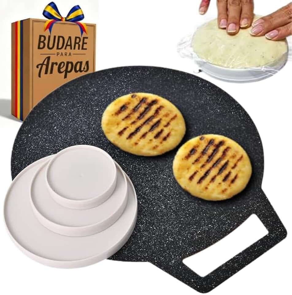 12" Budare for Arepas (Thin) + Molde para Arepas (5.9", 4.3", 3.1") – Plancha para Arepas Colombianas y Venezolanas – Budare para Arepas Venezolanas (Delgado)