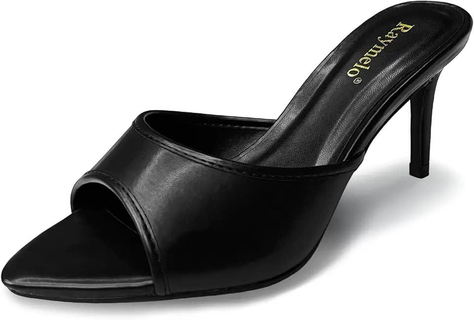 Raymelo Women's Dressy Heeled Sandals, Slip-On Open Toe Mules for Party, Wedding, Evening and Summer Wear