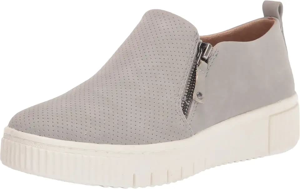 Naturalizer Soul Womens Turner Platform Zipper Slip On Fashion Sneaker, Stone Smooth,
