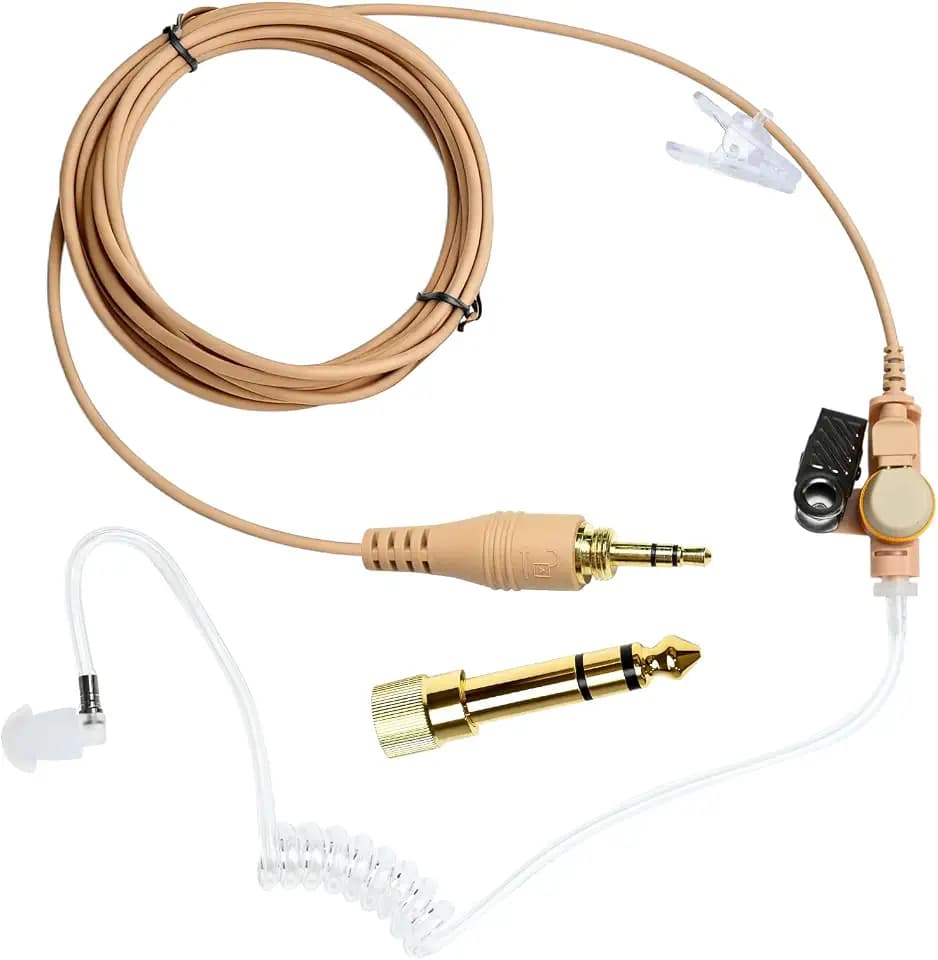 IFB Earpiece 3.5mm in Ears Broadcast Communication Headset Anchor Ear Piece Broadcaster in-Ear Professional Earset (Skin Color,1/4" Connector)