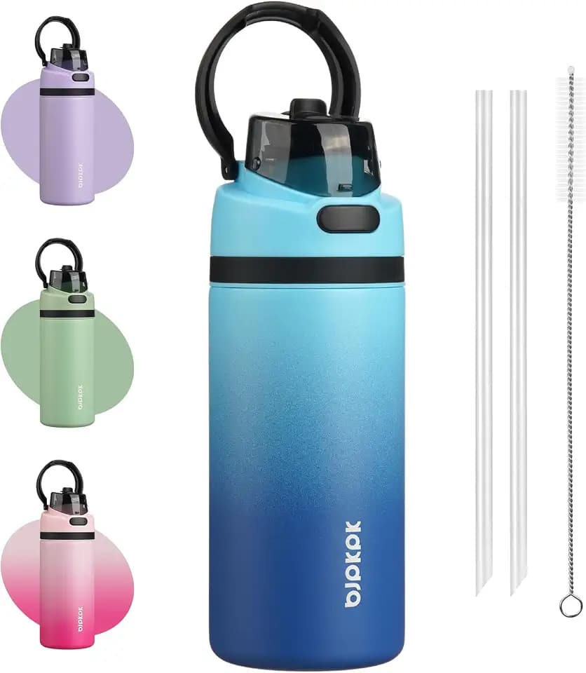 BJPKPK 17oz Insulated Water Bottle with Straw Lid & Handle, Stainless Steel