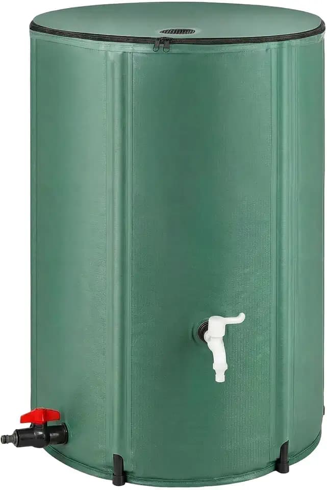 100 Gallon Collapsible Rain Barrel,to Collect Rainwater from Gutter Downspouts, Heavy Duty PVC Rainwater Collection System, with Spigots top Mesh Cover and Overflow Valve,for Garden Lawn Irrigation
