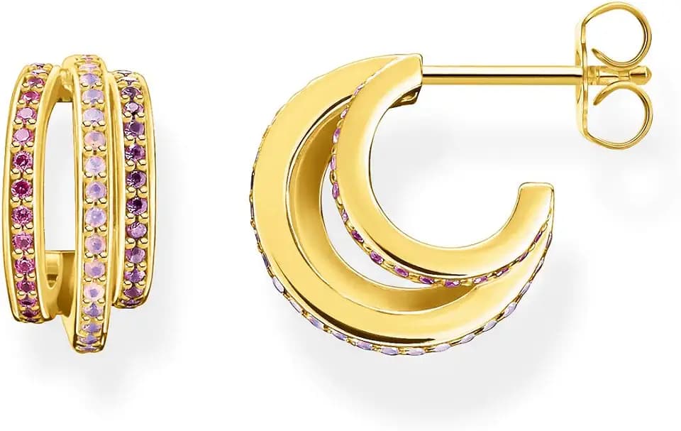 Thomas Sabo CR663-973-7 Glam & Soul Creole 925 Sterlingsilber, vergoldet Gelbgold Glas-Keramik Stein synthetischer Korund